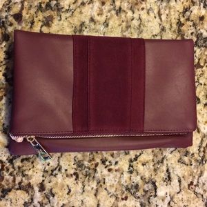 New Burgundy Fold Over Clutch